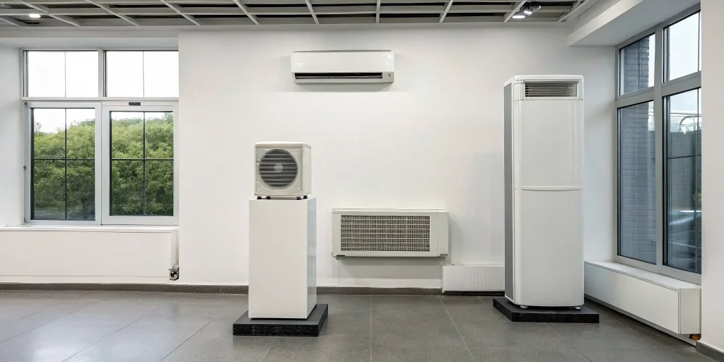 A display of the best energy efficient air conditioner models, including central, window, and mini-split types.