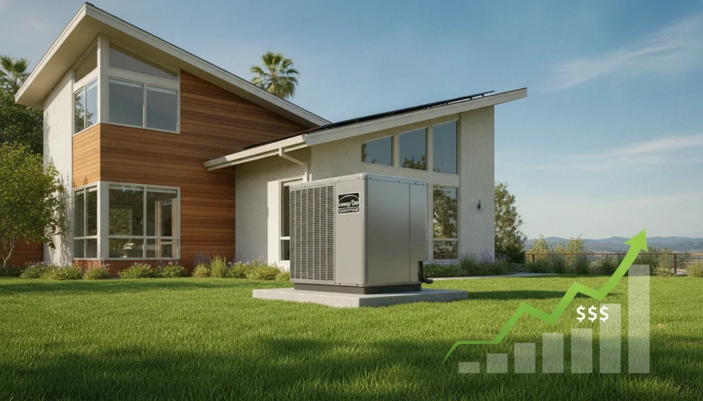 Modern energy-efficient heat pump system installed outside a Bay Area home