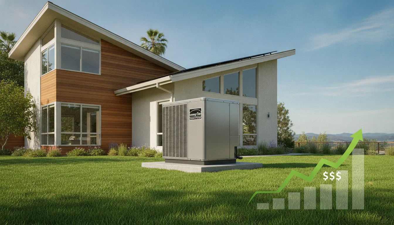 Modern energy-efficient heat pump system installed outside a Bay Area home