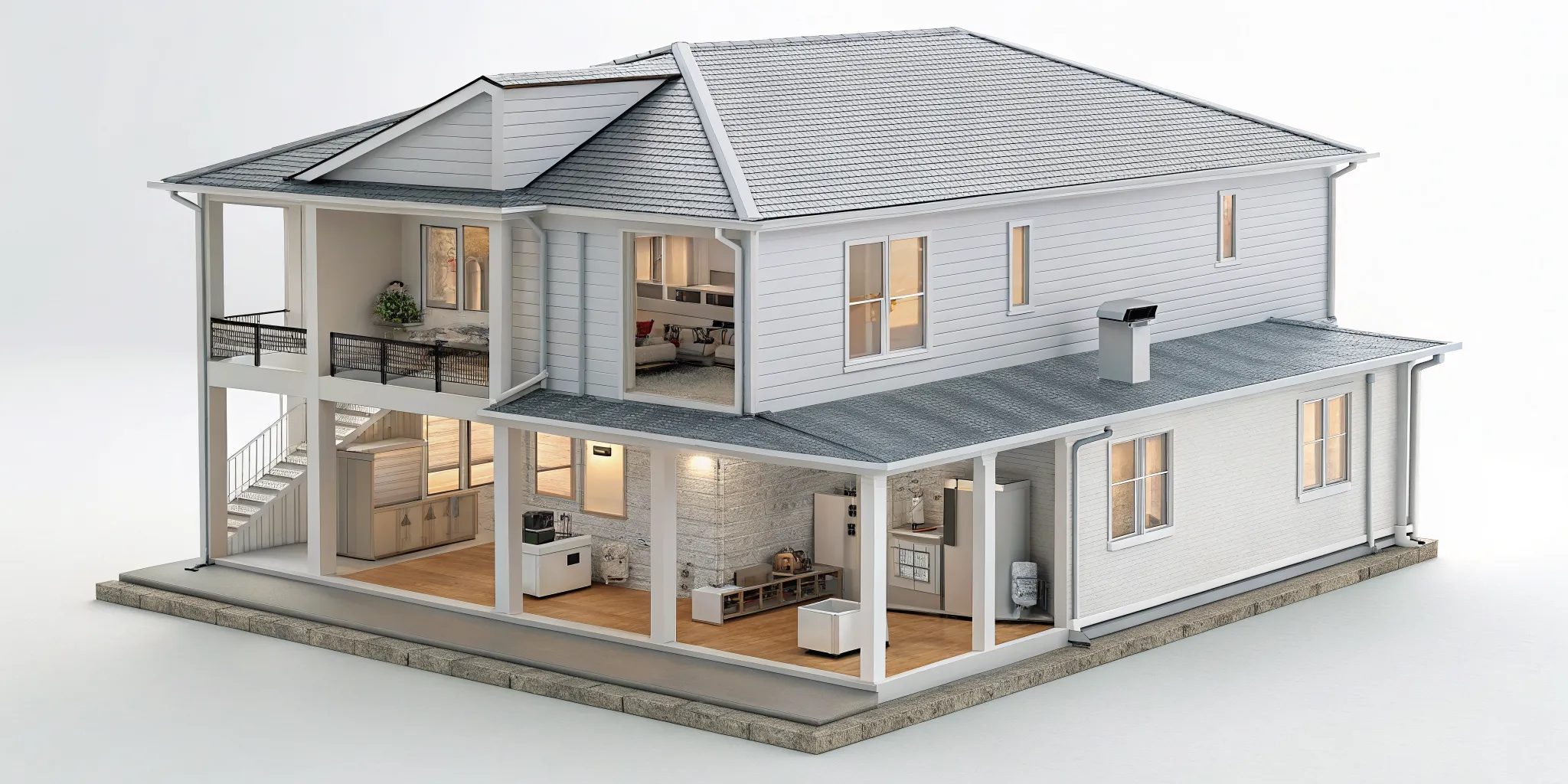 Cutaway view of a home showing how an HVAC system provides heating, ventilation, and air conditioning.